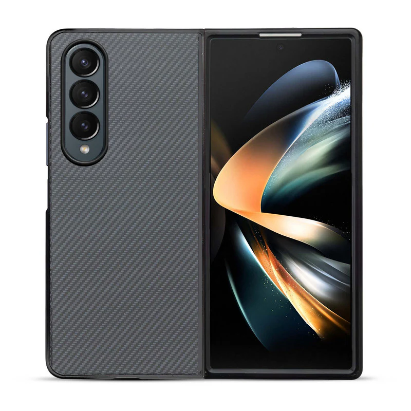 Carbon Fiber TPU Back Cover for Samsung Z Fold 4 with Checkered Printed Designs - Image 12