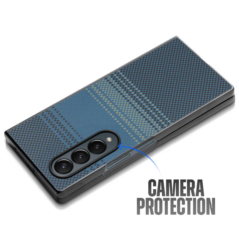 Carbon Fiber TPU Back Cover for Samsung Z Fold 4 with Checkered Printed Designs - Image 17