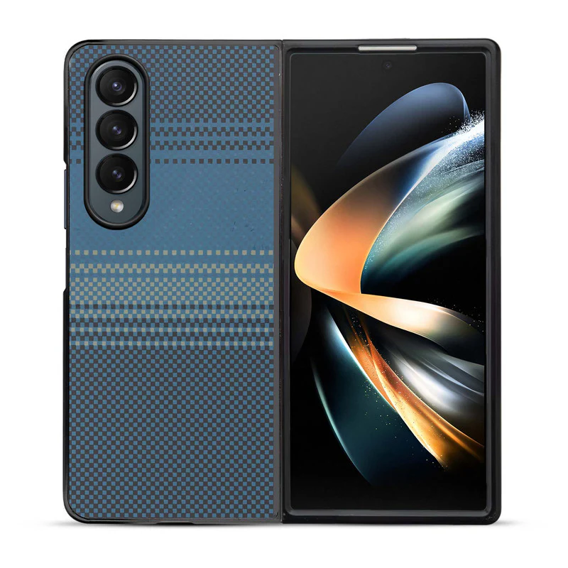 Carbon Fiber TPU Back Cover for Samsung Z Fold 4 with Checkered Printed Designs - Image 18