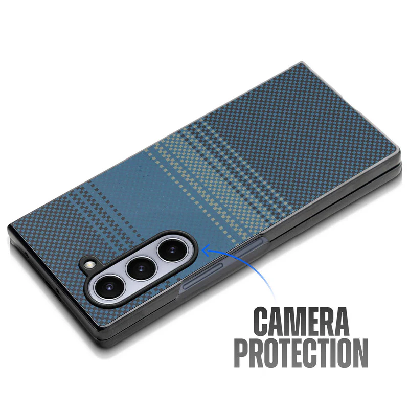 Carbon Fiber TPU Back Cover for Samsung Z Fold 5 with Checkered Printed Designs - Image 11
