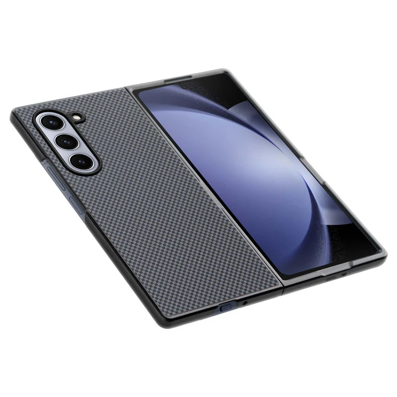 Carbon Fiber TPU Back Cover for Samsung Z Fold 5 with Checkered Printed Designs - Image 19