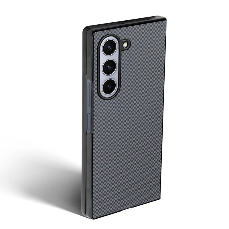 Carbon Fiber TPU Back Cover for Samsung Z Fold 5 with Checkered Printed Designs - Image 21