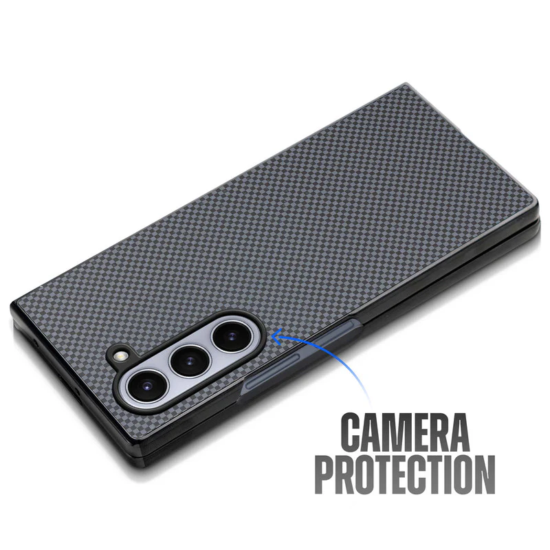 Carbon Fiber TPU Back Cover for Samsung Z Fold 5 with Checkered Printed Designs - Image 23