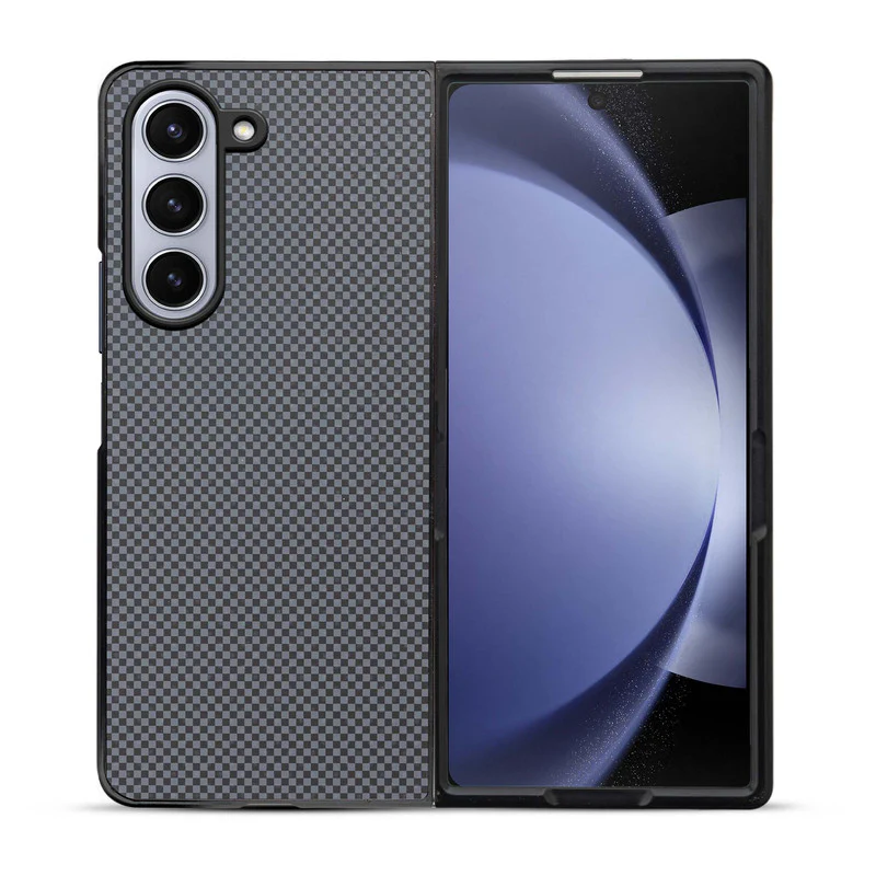 Carbon Fiber TPU Back Cover for Samsung Z Fold 5 with Checkered Printed Designs - Image 24