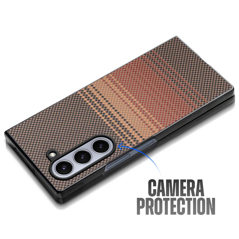 Carbon Fiber TPU Back Cover for Samsung Z Fold 5 with Checkered Printed Designs - Image 29