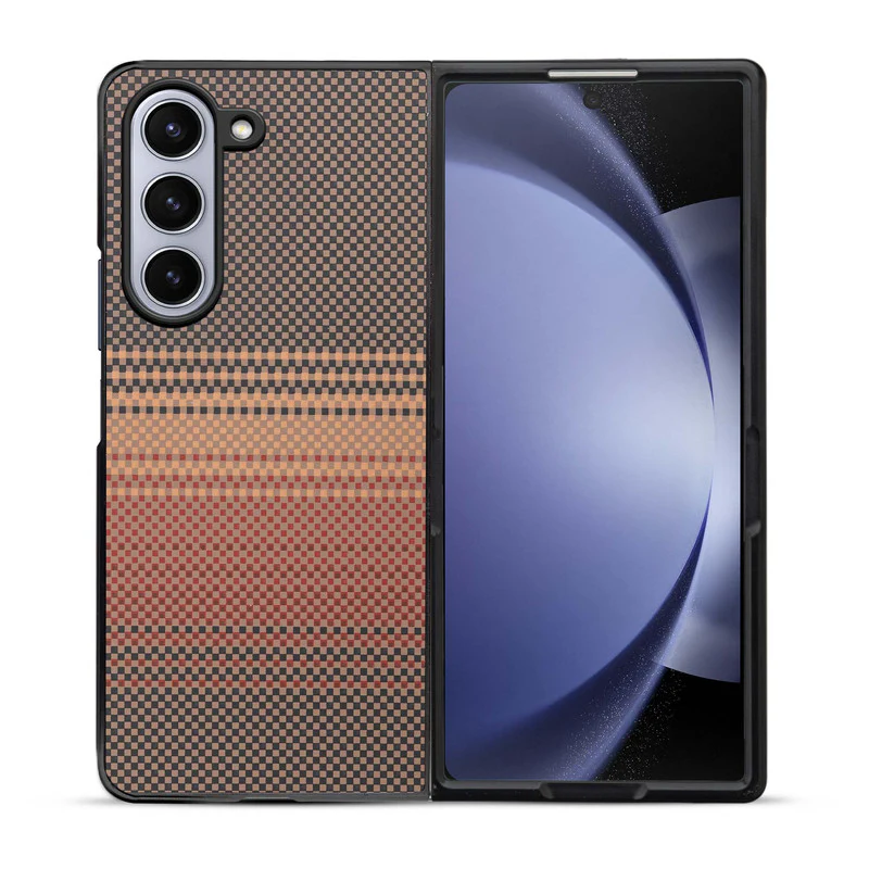 Carbon Fiber TPU Back Cover for Samsung Z Fold 5 with Checkered Printed Designs - Image 30