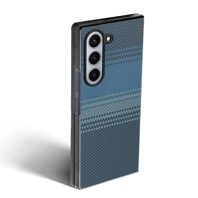 Carbon Fiber TPU Back Cover for Samsung Z Fold 5 with Checkered Printed Designs - Image 9