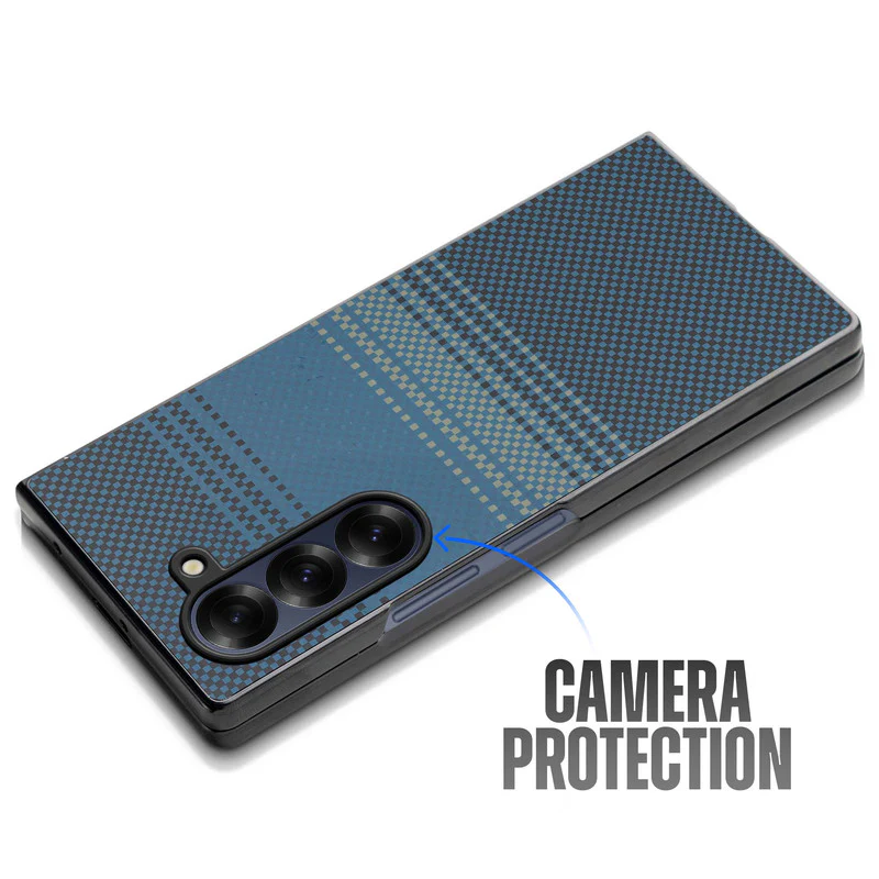 Carbon Fiber TPU Back Cover for Samsung Z Fold 6 with Checkered Printed Designs - Image 11