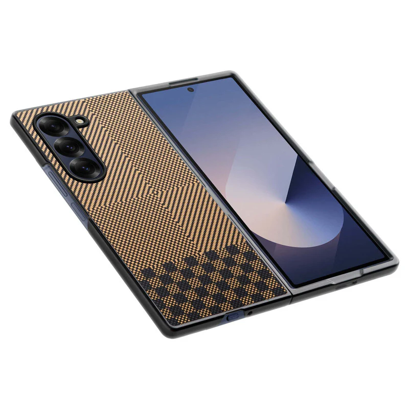 Carbon Fiber TPU Back Cover for Samsung Z Fold 6 with Checkered Printed Designs - Image 13