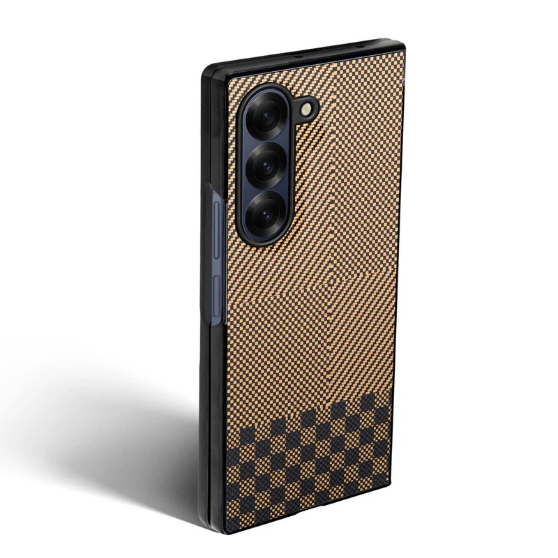 Carbon Fiber TPU Back Cover for Samsung Z Fold 6 with Checkered Printed Designs - Image 15