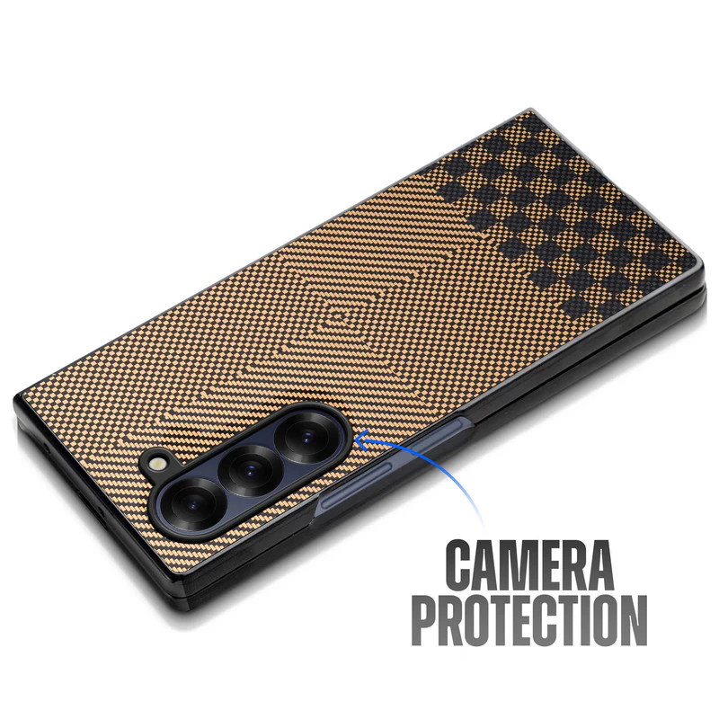 Carbon Fiber TPU Back Cover for Samsung Z Fold 6 with Checkered Printed Designs - Image 17