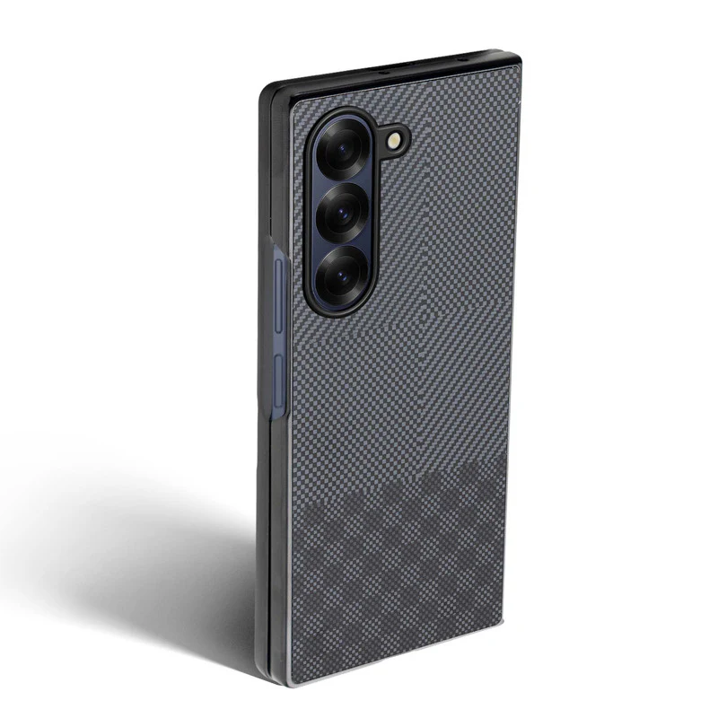 Carbon Fiber TPU Back Cover for Samsung Z Fold 6 with Checkered Printed Designs - Image 21