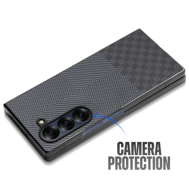 Carbon Fiber TPU Back Cover for Samsung Z Fold 6 with Checkered Printed Designs - Image 23