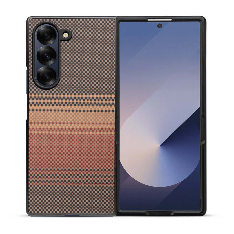Carbon Fiber TPU Back Cover for Samsung Z Fold 6 with Checkered Printed Designs - Image 30