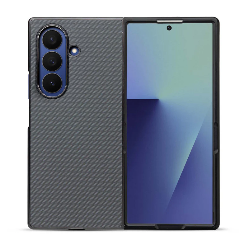 Carbon Fiber TPU Back Cover for Samsung Z Fold 7 with Checkered Printed Designs - Image 12
