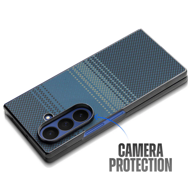 Carbon Fiber TPU Back Cover for Samsung Z Fold 7 with Checkered Printed Designs - Image 17