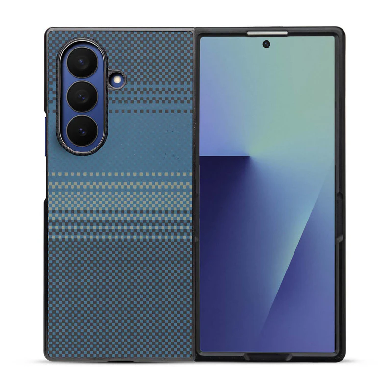 Carbon Fiber TPU Back Cover for Samsung Z Fold 7 with Checkered Printed Designs - Image 18