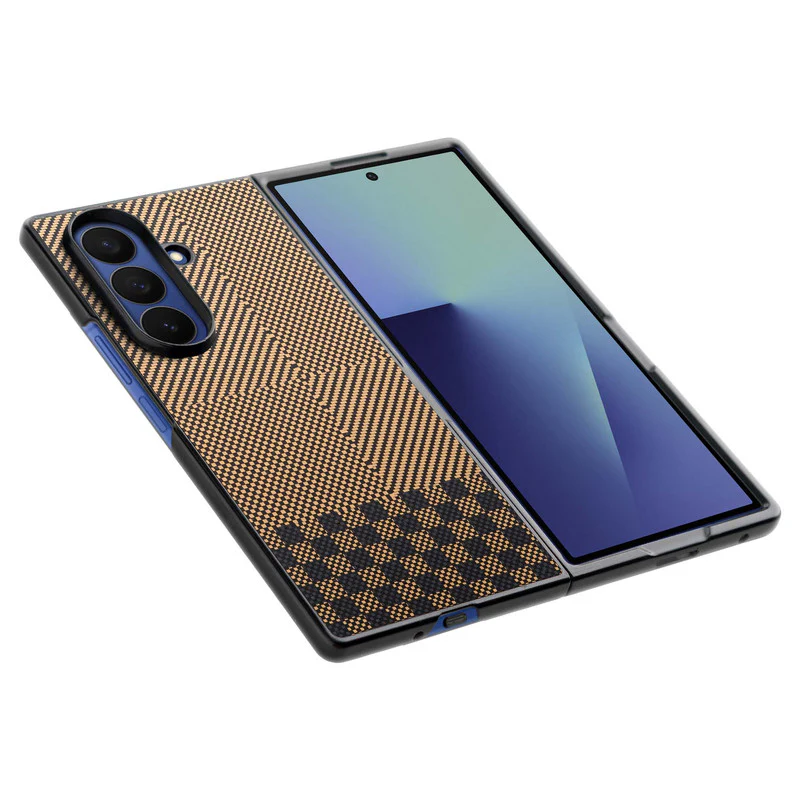 Carbon Fiber TPU Back Cover for Samsung Z Fold 7 with Checkered Printed Designs - Image 19