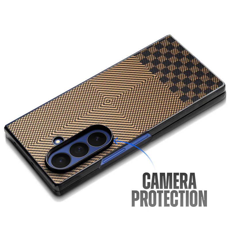 Carbon Fiber TPU Back Cover for Samsung Z Fold 7 with Checkered Printed Designs - Image 23