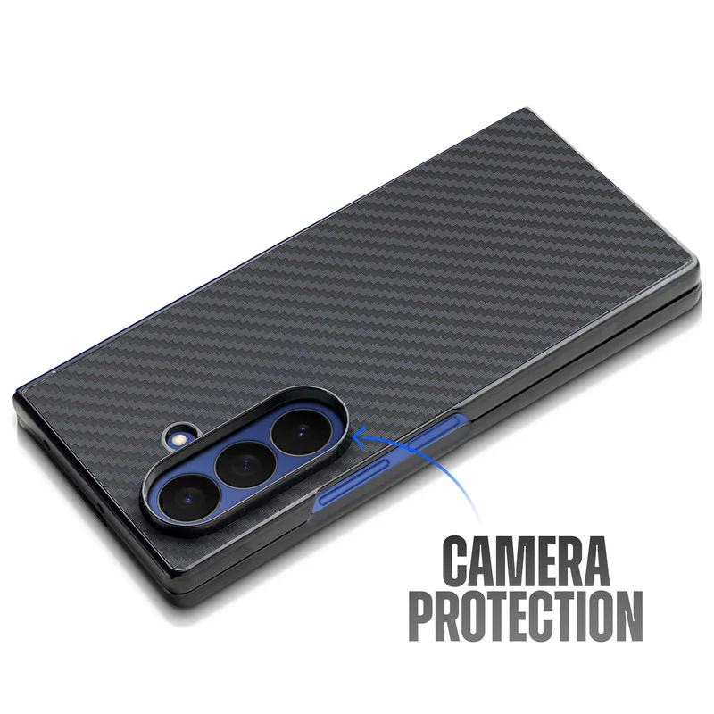 Carbon Fiber TPU Back Cover for Samsung Z Fold 7 with Checkered Printed Designs - Image 5