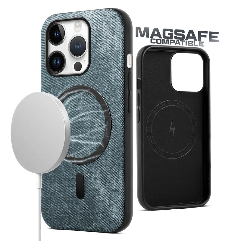 Classic Denim Finish Back Case For Apple iPhone 14 Pro Max With Wireless Charging Support Support - Image 3