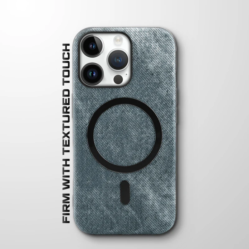 Classic Denim Finish Back Case For Apple iPhone 14 Pro Max With Wireless Charging Support Support - Image 4