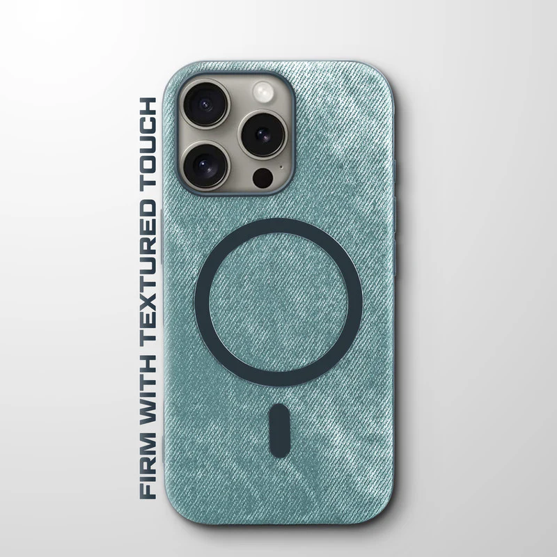 Classic Denim Finish Back Case For Apple iPhone 15 Pro With Wireless Charging Support Support - Image 34