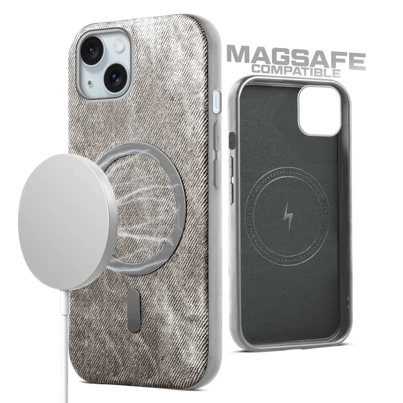 Classic Denim Finish Back Case For Apple iPhone 15 With Wireless Charging Support Support - Image 27