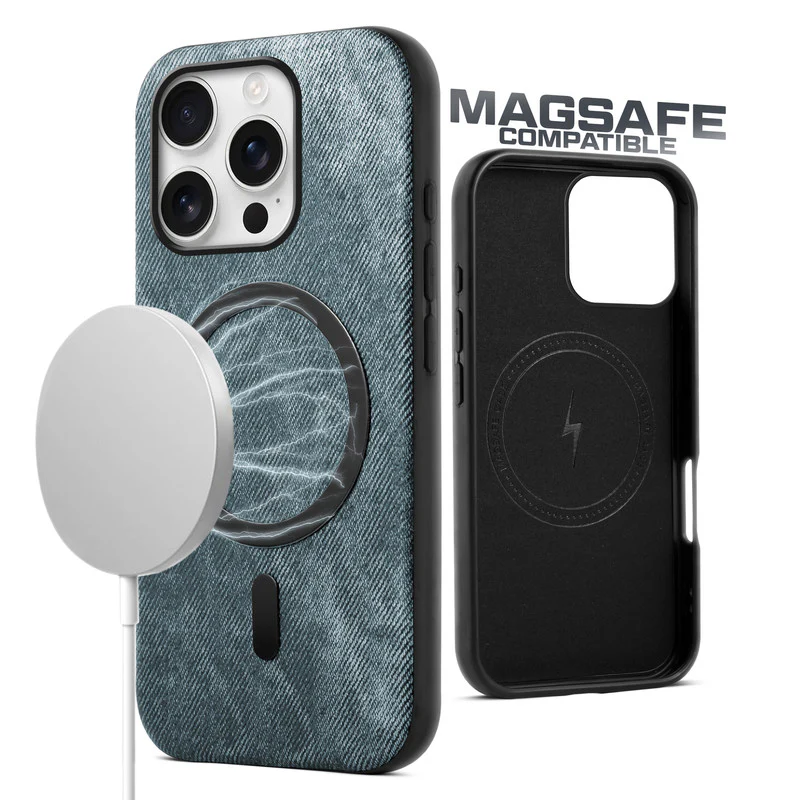 Classic Denim Finish Back Case For Apple iphone 16 Pro Max With Wireless Charging Support Support - Image 3