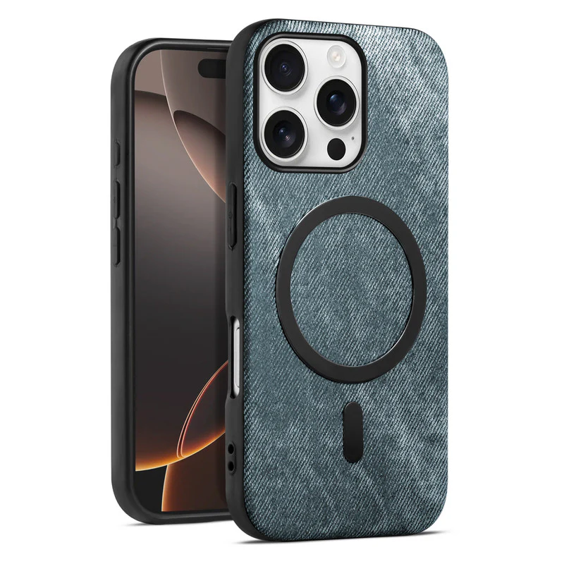 Classic Denim Finish Back Case For Apple iPhone 16 Pro With Wireless Charging Support Support