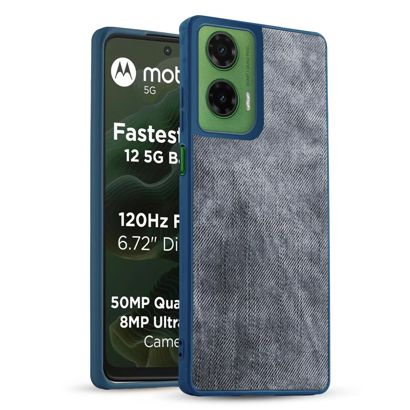 Denim Jeans Cloth Back Cover Case for Motorola G35 5G - Image 7