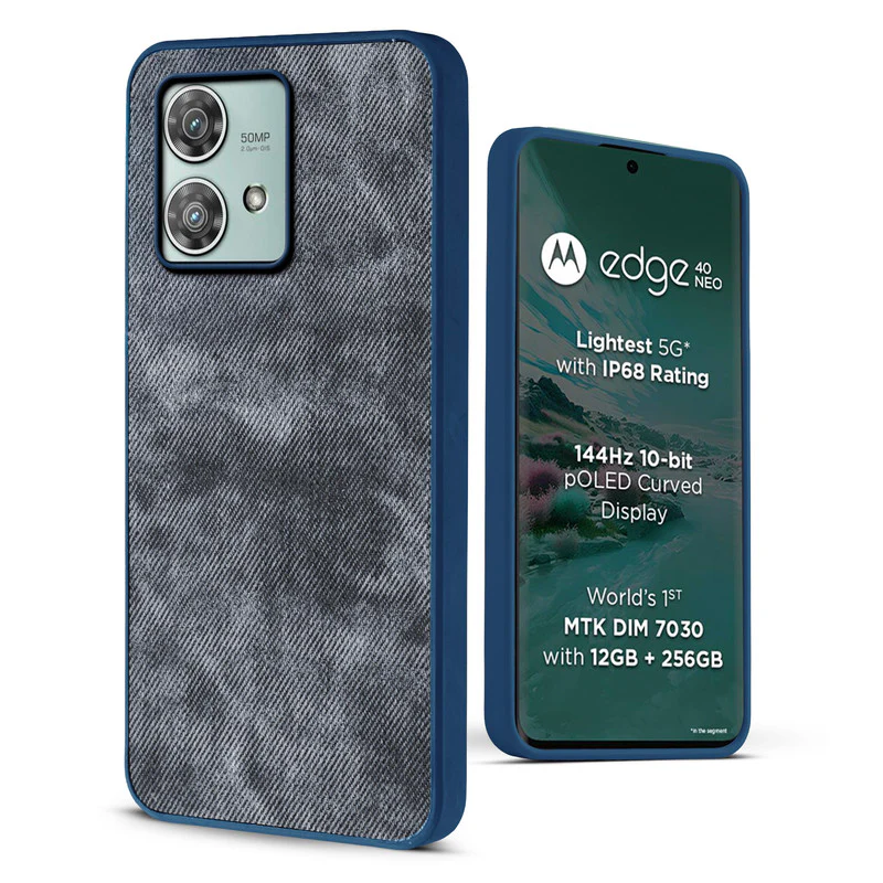 Denim Jeans Cloth Back Cover Case for Motorola Moto Edge 40 Neo 5G - Image 6