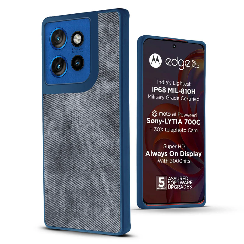 Denim Jeans Cloth Back Cover Case for Motorola Moto Edge 50 Neo 5G - Image 12