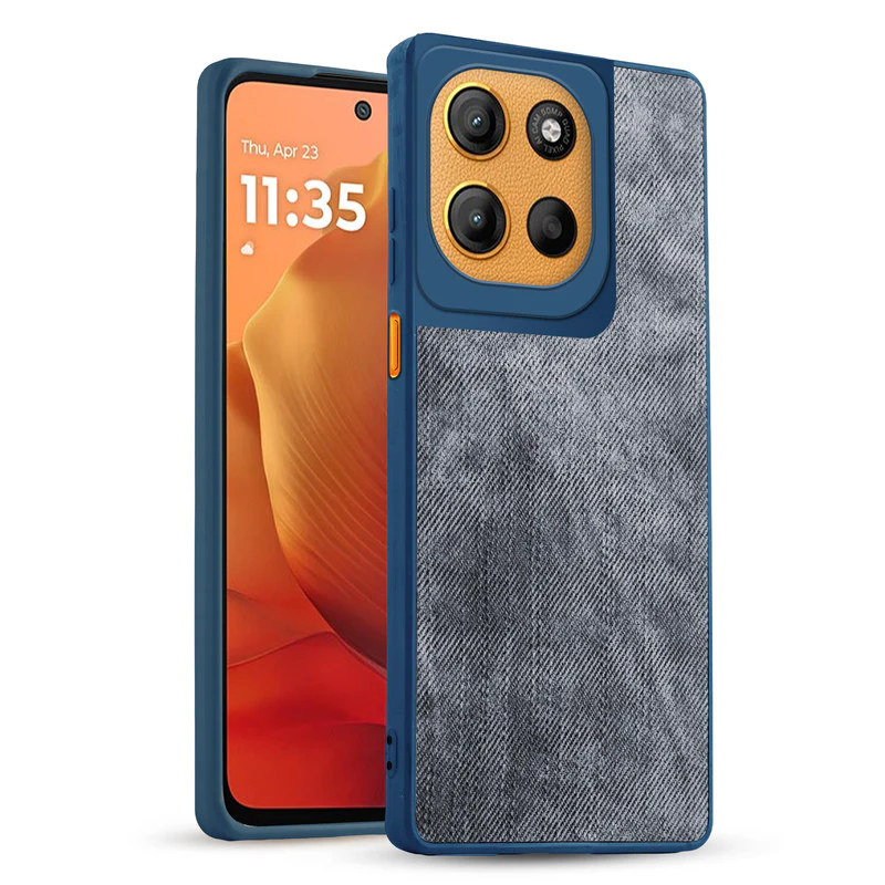 Denim Jeans Cloth Back Cover Case for Motorola Moto G15 - Image 7