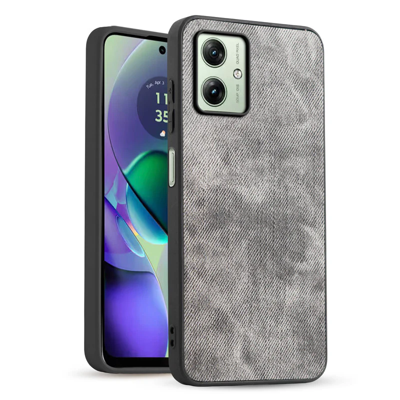 Denim Jeans Cloth Back Cover Case for Motorola Moto G54 5G
