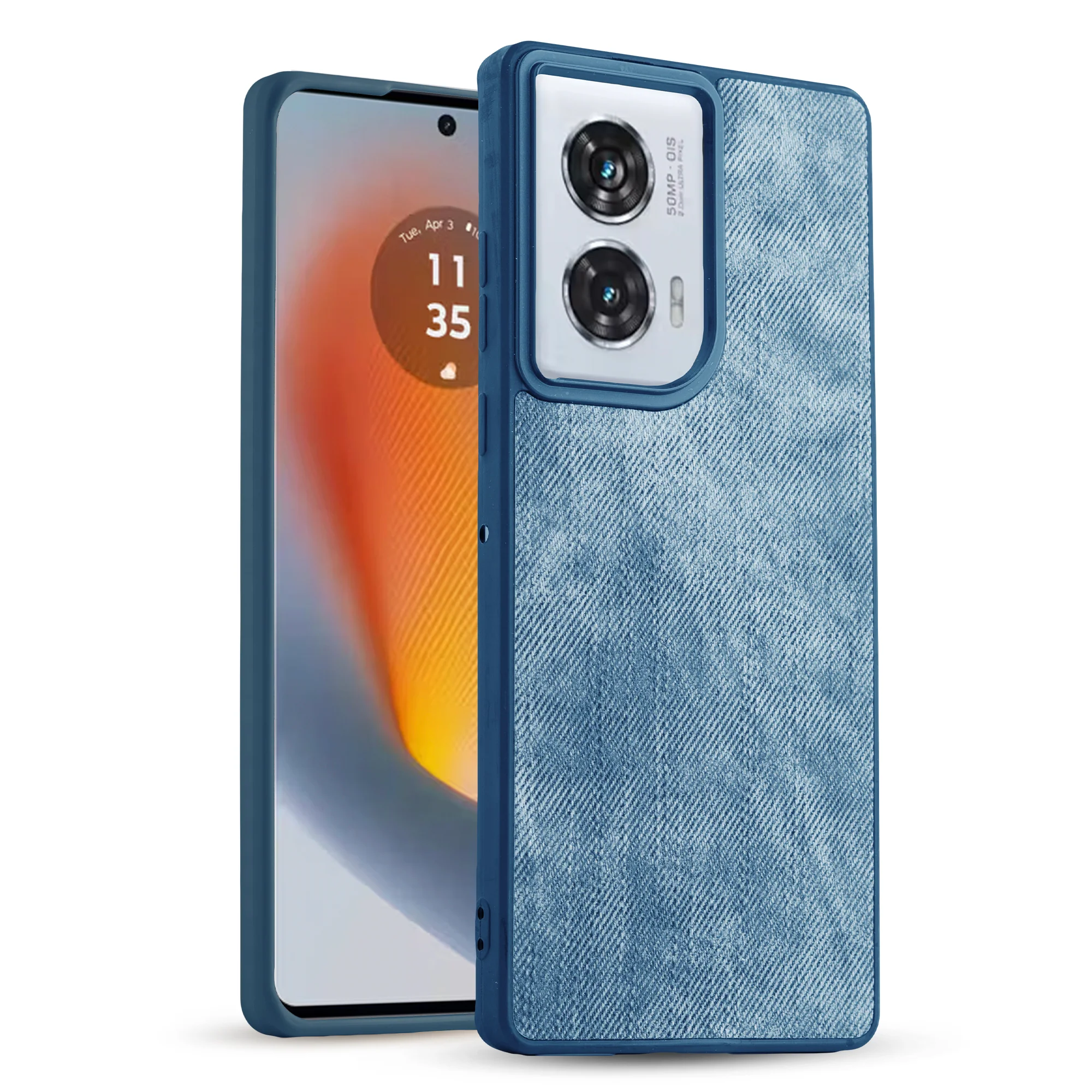 Denim Jeans Cloth Back Cover Case for Motorola Moto G96 5G - Image 19