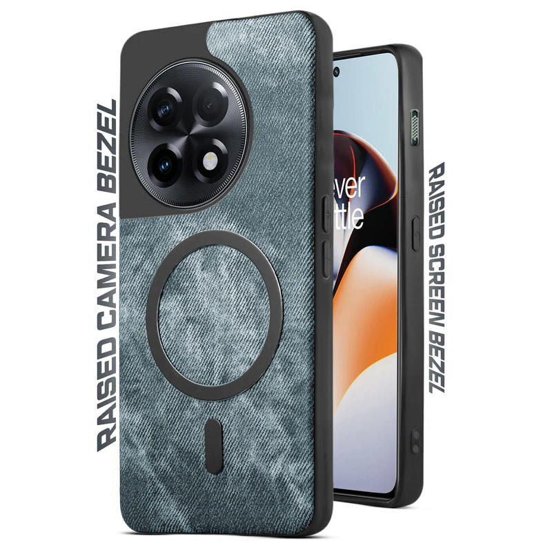 Classic Denim Finish Back Case For OnePlus 11R 5G With Wireless Charging Support Support - Image 6
