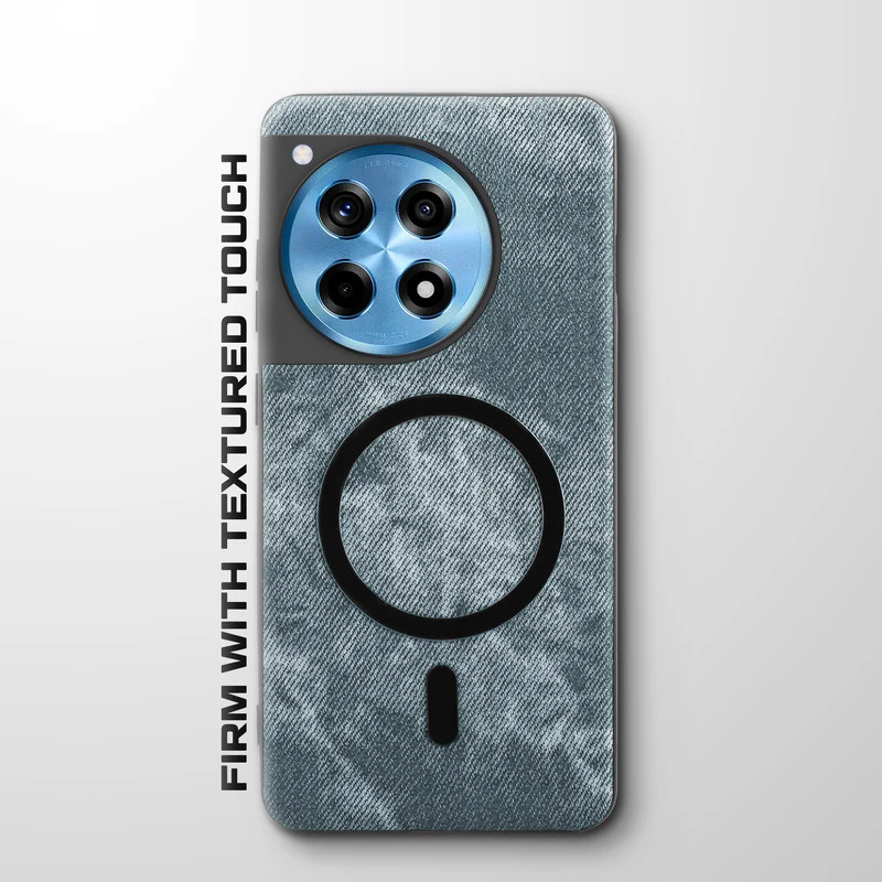 Classic Denim Finish Back Case For OnePlus 12R 5G With Wireless Charging Support Support - Image 4