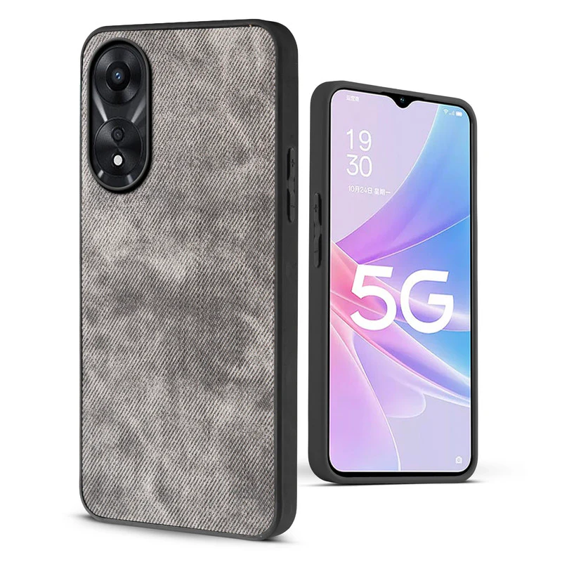Denim Jeans Cloth Back Cover Case for Oppo A78 5G - Image 6