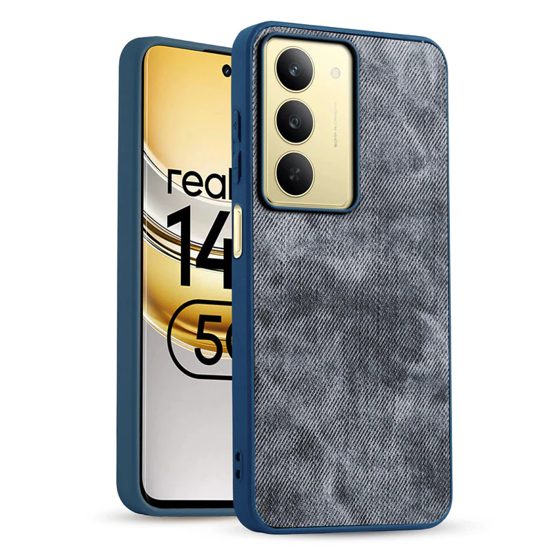 Denim Jeans Cloth Back Cover Case for Realme 14x 5G - Image 7