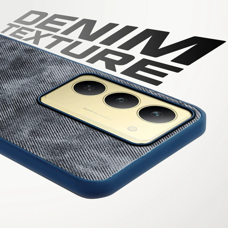 Denim Jeans Cloth Back Cover Case for Realme 14x 5G - Image 9