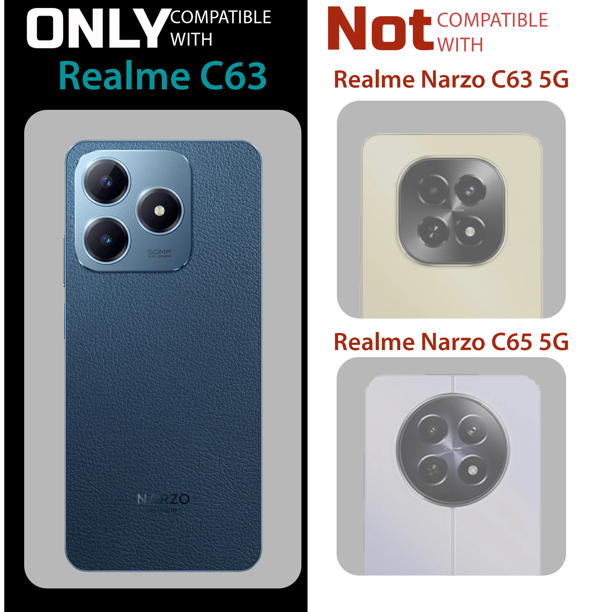 Denim Jeans Cloth Back Cover Case for Realme C63 - Image 8