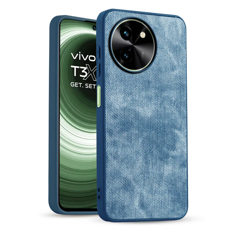 Denim Jeans Cloth Back Cover Case for Vivo T3x 5G - Image 13