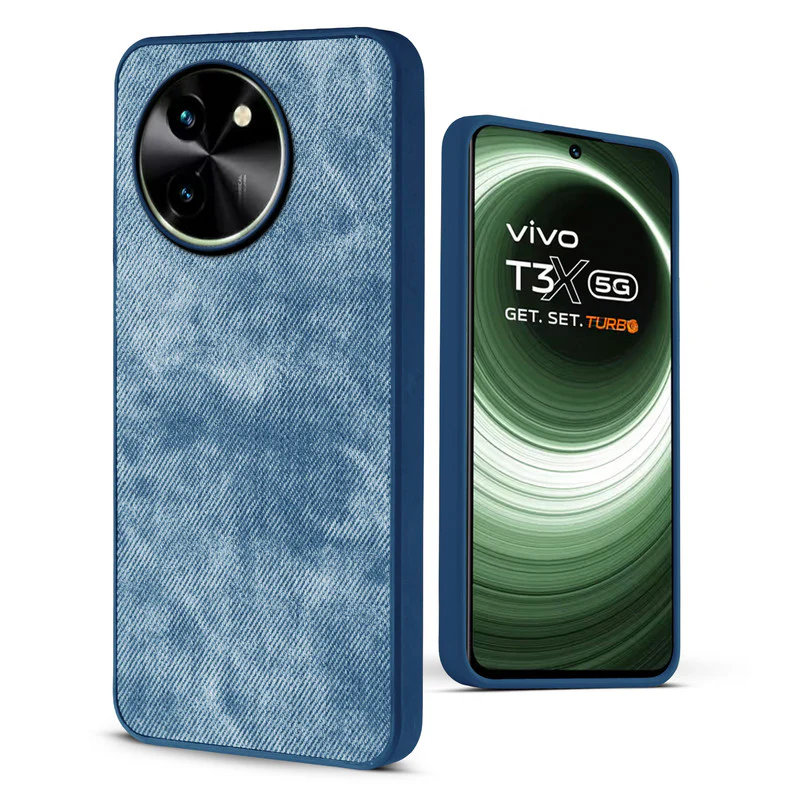 Denim Jeans Cloth Back Cover Case for Vivo T3x 5G - Image 18