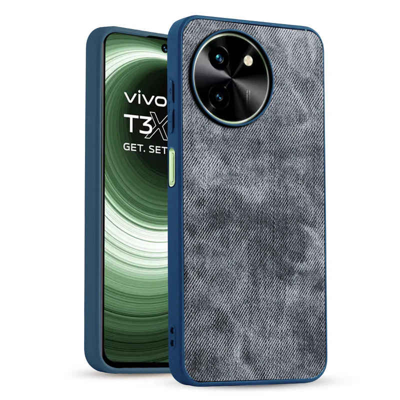 Denim Jeans Cloth Back Cover Case for Vivo T3x 5G - Image 7