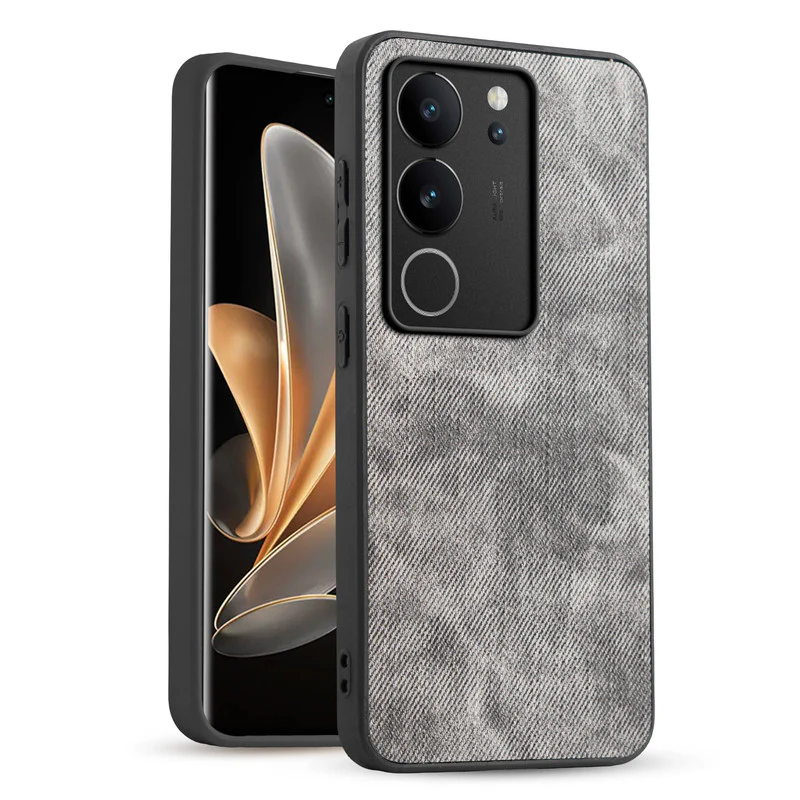 Denim Jeans Cloth Back Cover Case for Vivo V29 5G