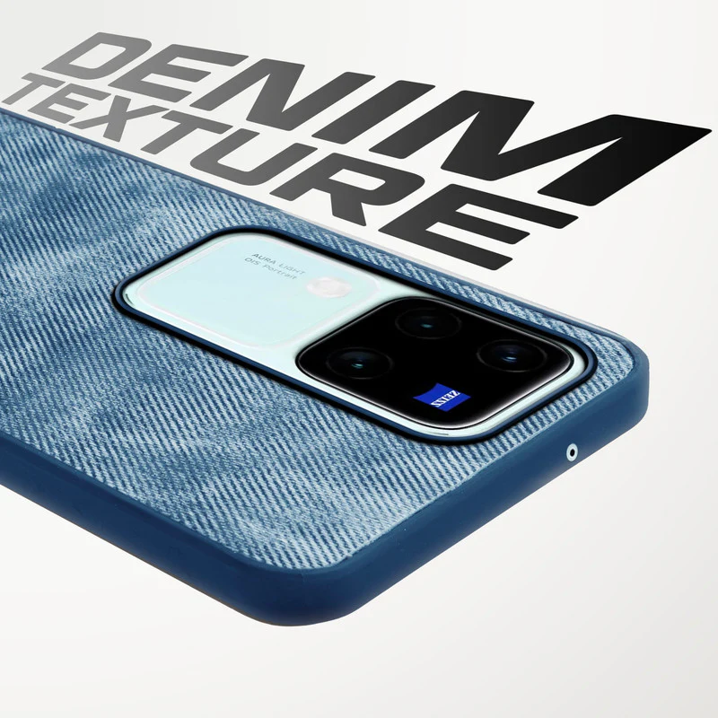 Denim Jeans Cloth Back Cover Case for Vivo V30 Pro 5G - Image 3