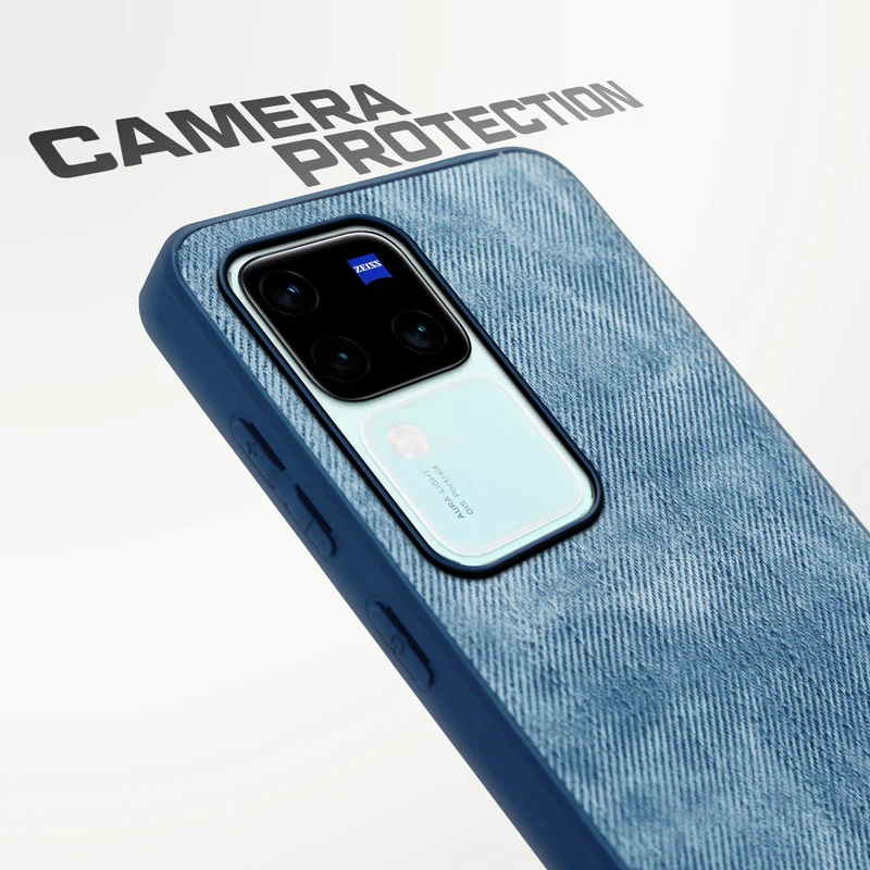 Denim Jeans Cloth Back Cover Case for Vivo V30 Pro 5G - Image 4