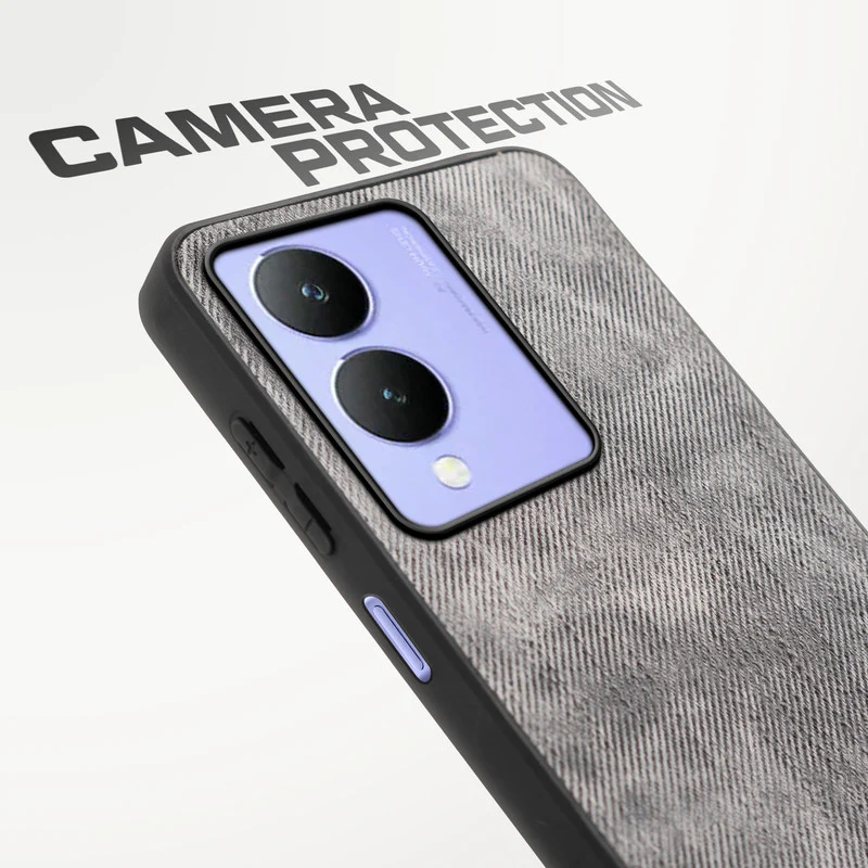 Denim Jeans Cloth Back Cover Case for Vivo Y17s - Image 4