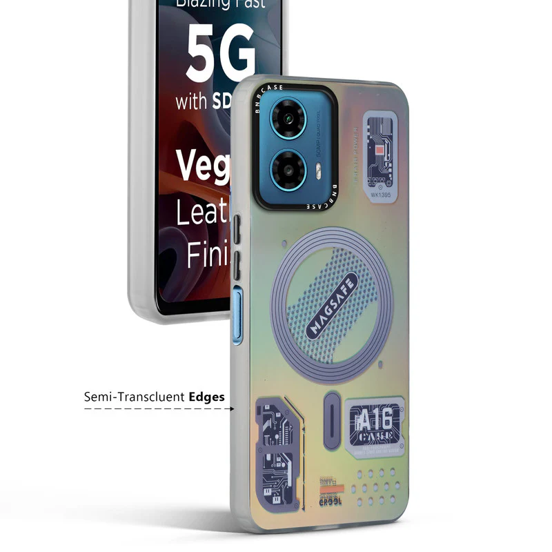 Colorful Reflective Circuit Prints Hard Back Protector Case For Motorola G34 5G - Image 33